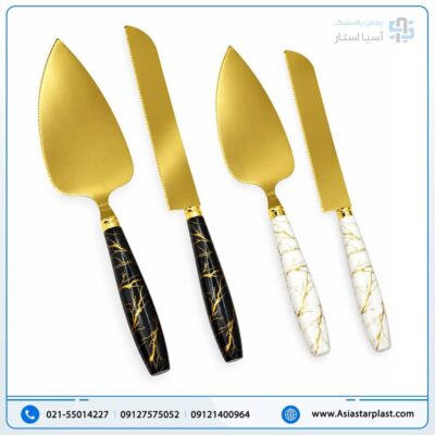 کارد کیک طلایی دسته سرامیکی