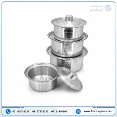 قابلمه آلومنیومی 4سایز براق بدون دسته